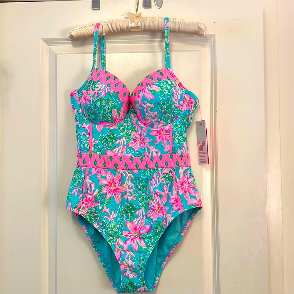Lilly Pulitzer Women’s Bathing Suit - Palma One Piece Surf Blue So Shellegant
